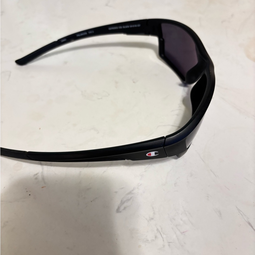 Champion Black Sport Sunglasses with Dark Lenses and Temple Logo